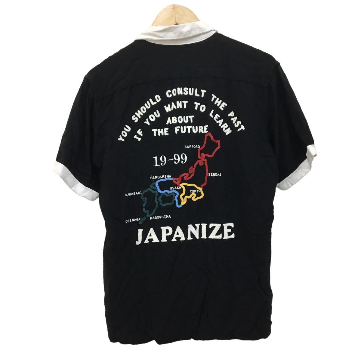 NC219 TK TAKEO KIKUCHI タケオキクチ ボーリングシャツ ピン ボタン 半袖 シャツ カジュアルシャツ トップス メンズ 3 ブラック 黒の画像5