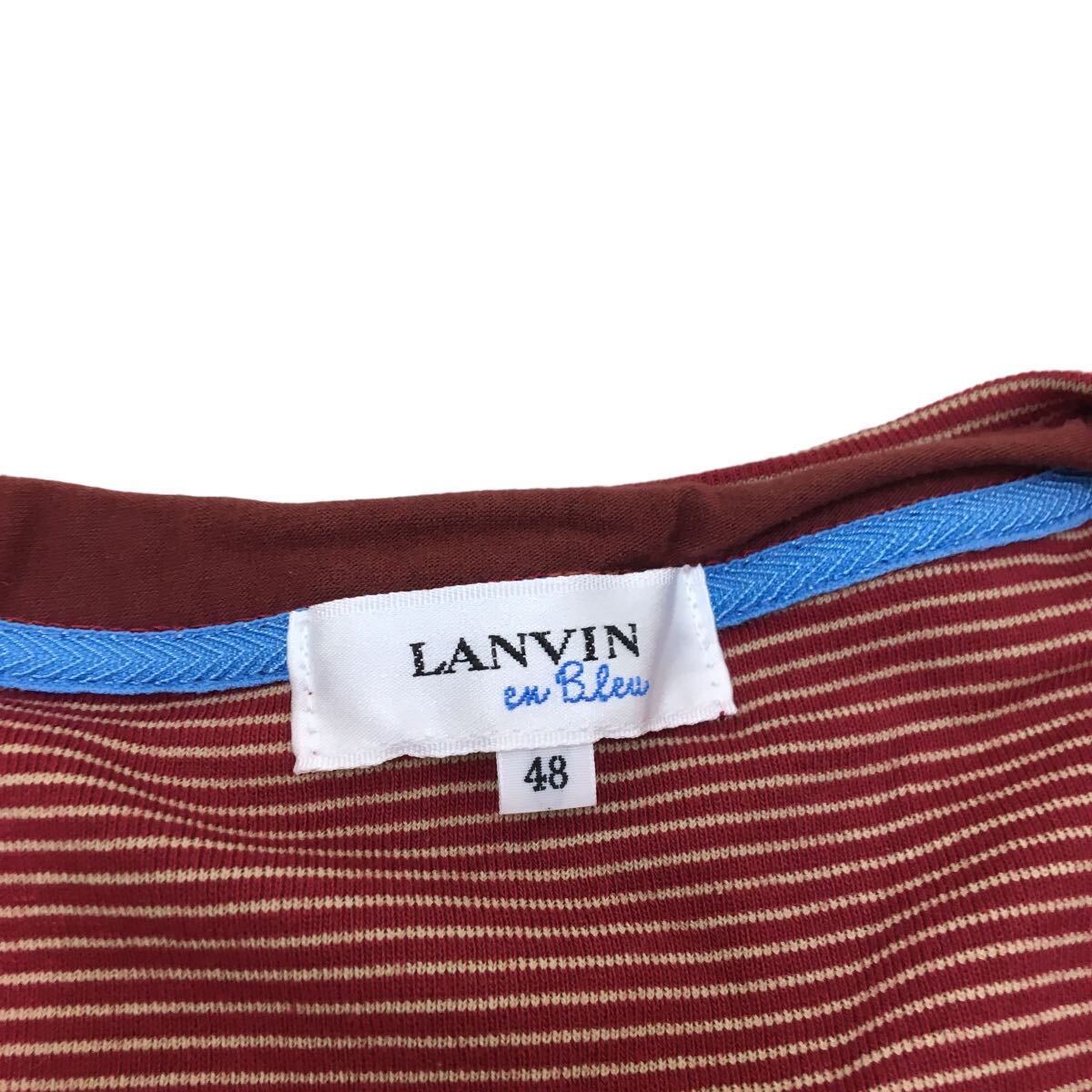 NC219 LANVIN en blue ランバン オンブルー 半袖 Tシャツ ティシャツ トップス カットソー メンズ 48 レッド 赤 ボーダー 日本製_画像6