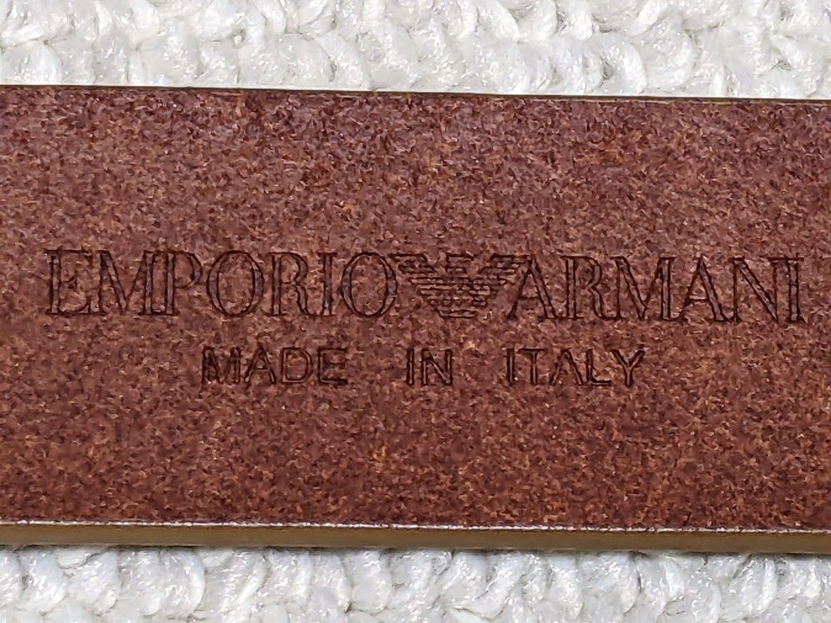 未使用 エンポリオアルマーニ レザーベルト 本革 ブラウン イタリア製 ビジネスベルト