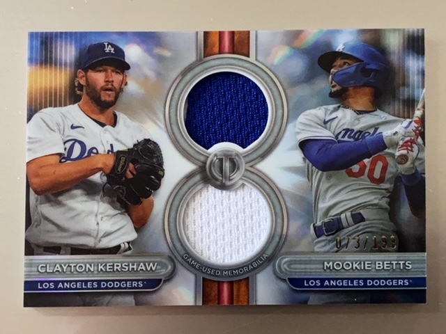 2024 Topps Tribute Dual Player Relics #DR2KB Mookie Betts/Clayton Kershaw 073/199の画像1