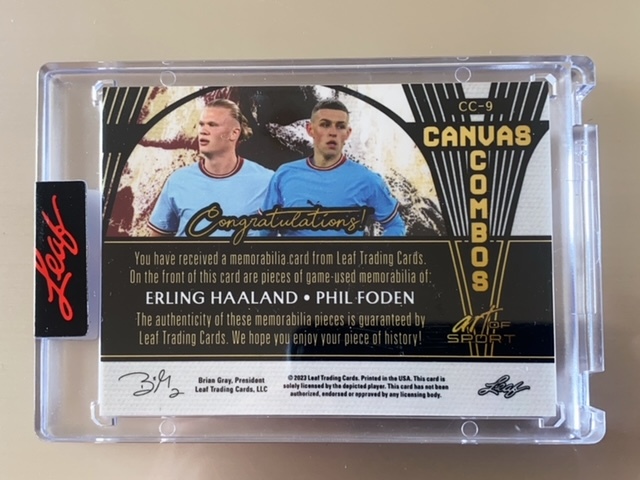 2023 Leaf Art of Sport Canvas Combos Game-used memorabilia Erling Haaland/Phil Foden 7/8の画像2
