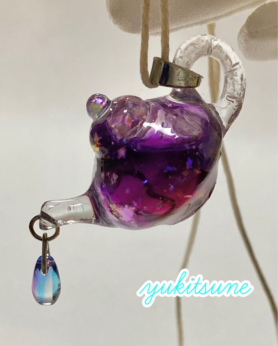 No 152】ハンドメイド マロウティー ティーポット グラス ピアス No 152】ハンドメイド マロウティー ティーポット グラス ピアス