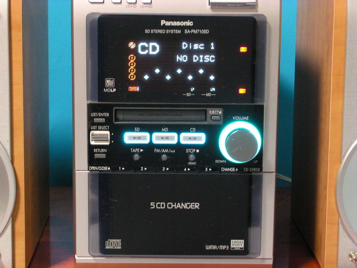 即決★Panasonic高音質５CD/SD/MDコンポ　SC-PM710SD☆★　動作良好です!!_大型で明るい液晶、簡単操作