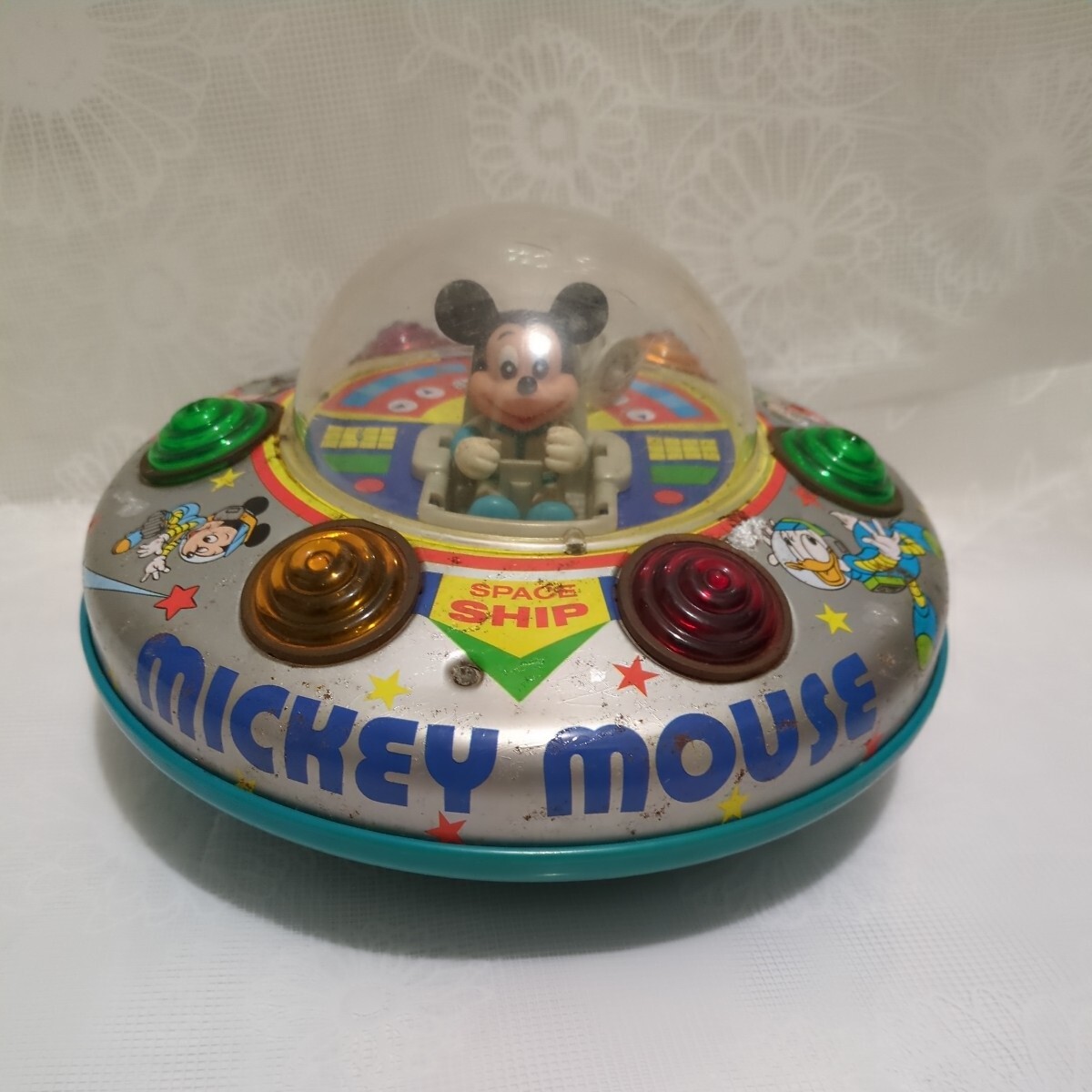 希少！ ミッキーマウス　ディズニー　スペース ブリキ製 増田屋 SPACE SHIP マスダヤ　スペースシップ　玩具　1980年_画像2