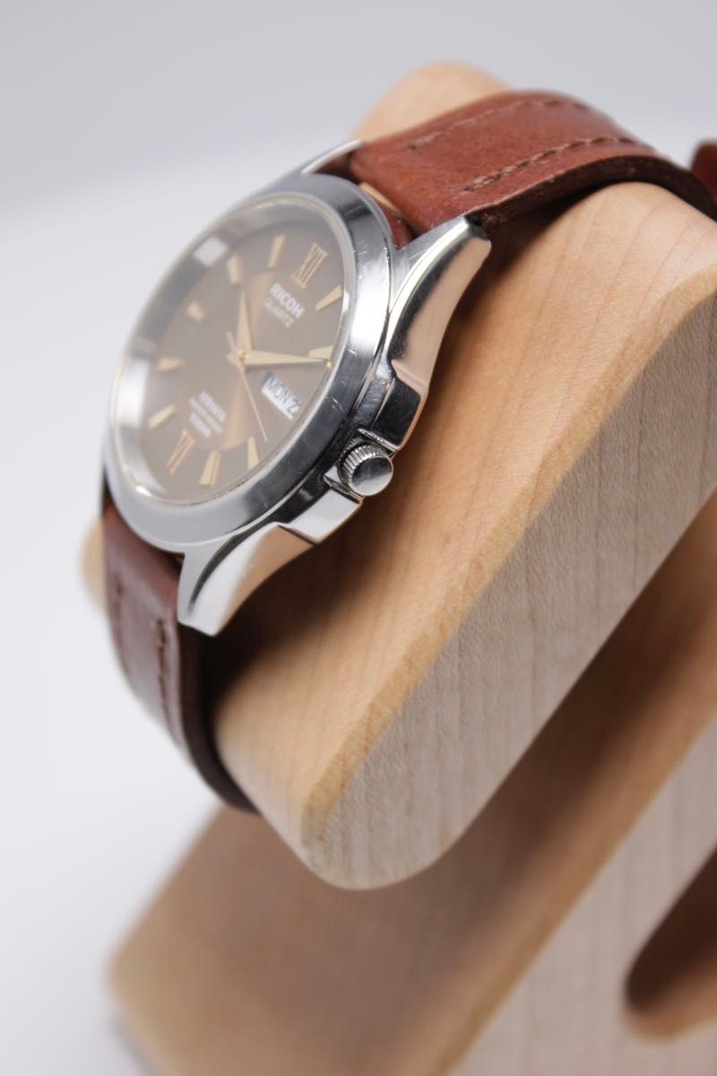 【RICOH】リコー QUARTZ ATRANTA 腕時計 シルバーケース／ブラウン文字盤 高野時計 アンティーク 動作品