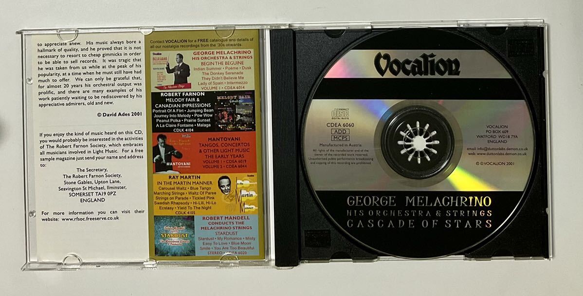 CD ジョージ・メラクリーノ Cascade stars 輸入盤 George Melachrino カスケード・スターズの画像2