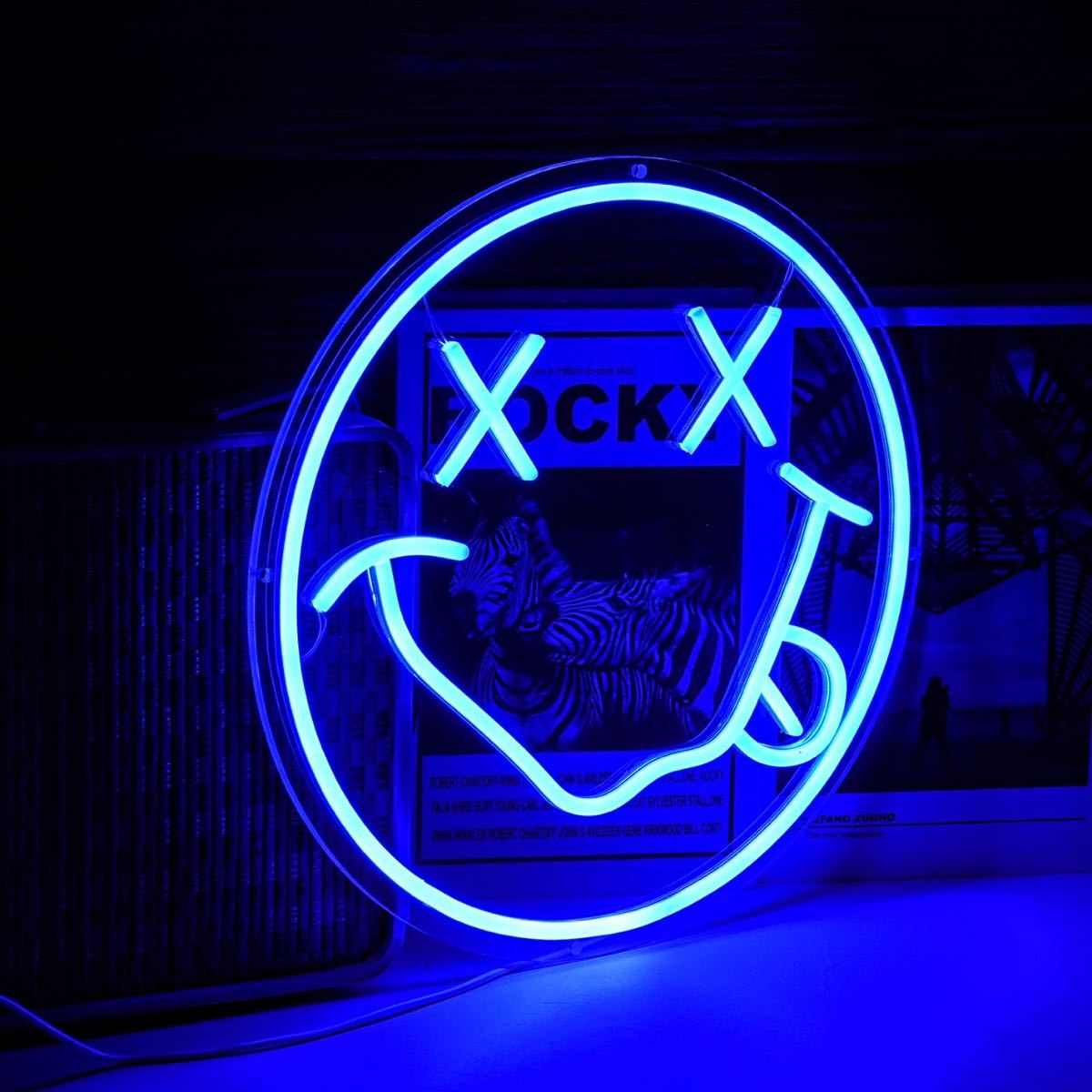 LED light neon signboard Smile blue decoration 