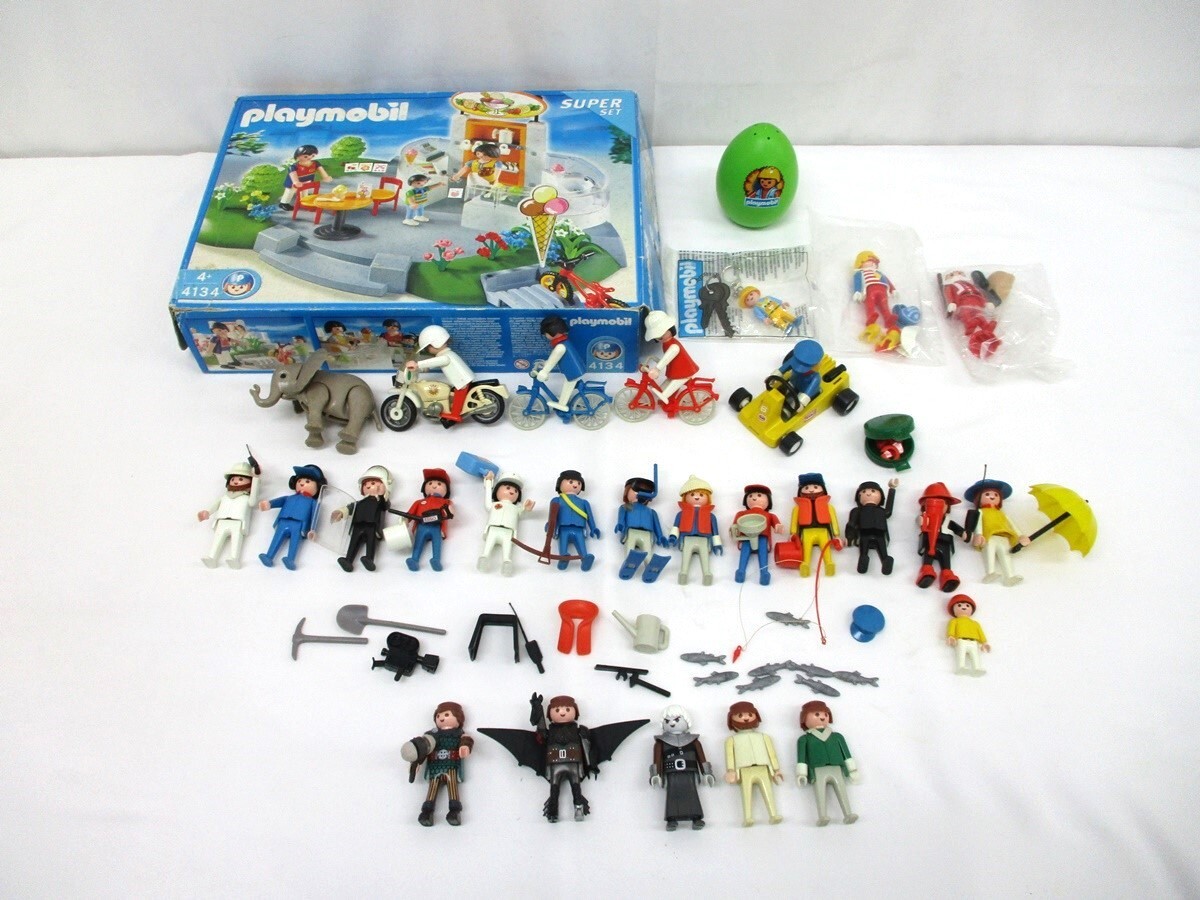 7201Y プレイモービル Playmobil まとめ◆ 4134/アイスクリーム屋 ポリス つり 自転車 ぞう サンタクロース ヒックとドラゴン等 フィギュアの画像1