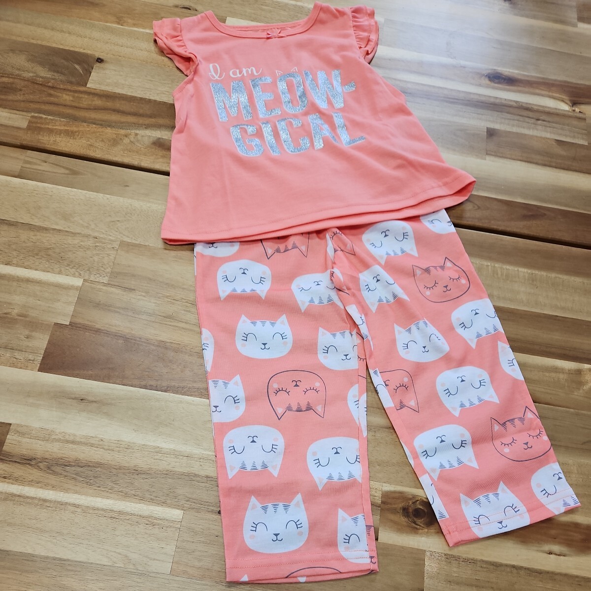 米国人気子供服 カーターズの半袖サマーパジャマ 3歳 95ｃｍ～100ｃｍ オレンジの画像1