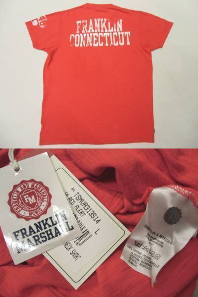  free shipping new goods FRANKLIN & MARSHALL Frank Lynn Marshall college print T-shirt made in ITALY L