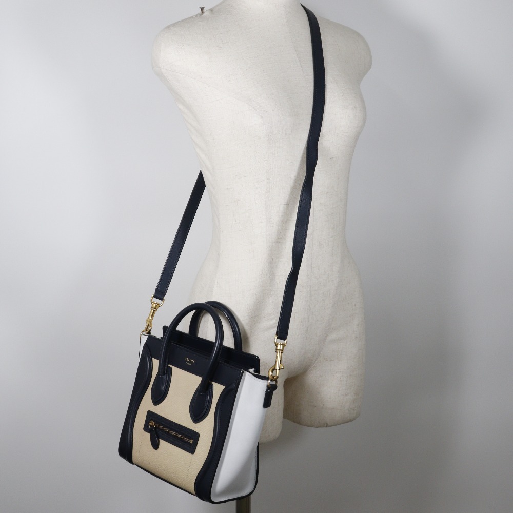 CELINE セリーヌ ラゲージナノショッパー ショルダーバッグ カーフ レディース【I131824014】中古_画像8