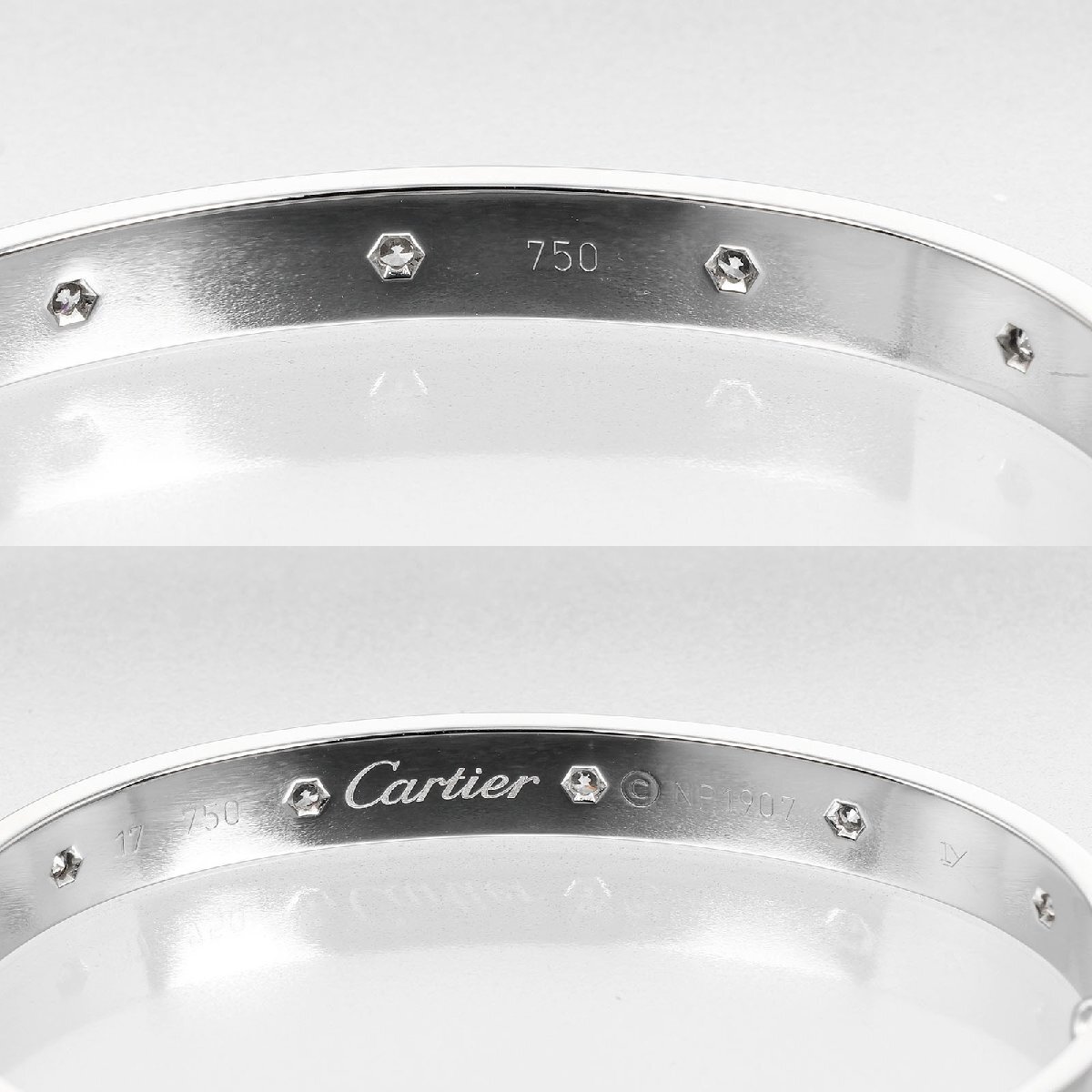 カルティエ CARTIER ラブ ブレスレット 旧型 K18 WG ホワイトゴールド 10P フルダイヤモンド 約31.75g【I132124053】中古_画像4