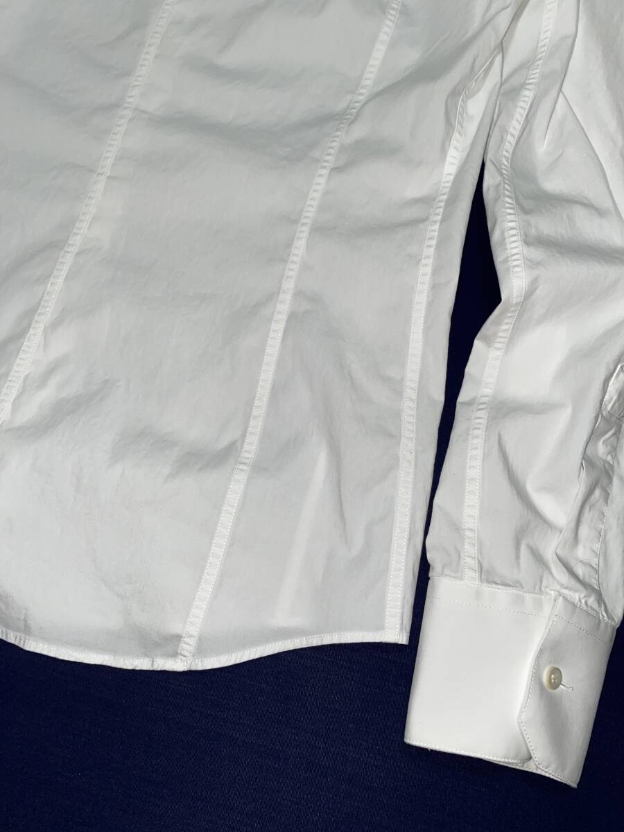 春夏メンズ ドルチェ&ガッバーナ『シーンを選ばず清潔感を主張！』SICILIAラベル 無地 白 コットンxエラスタン ストレッチ ボタンシャツの画像5