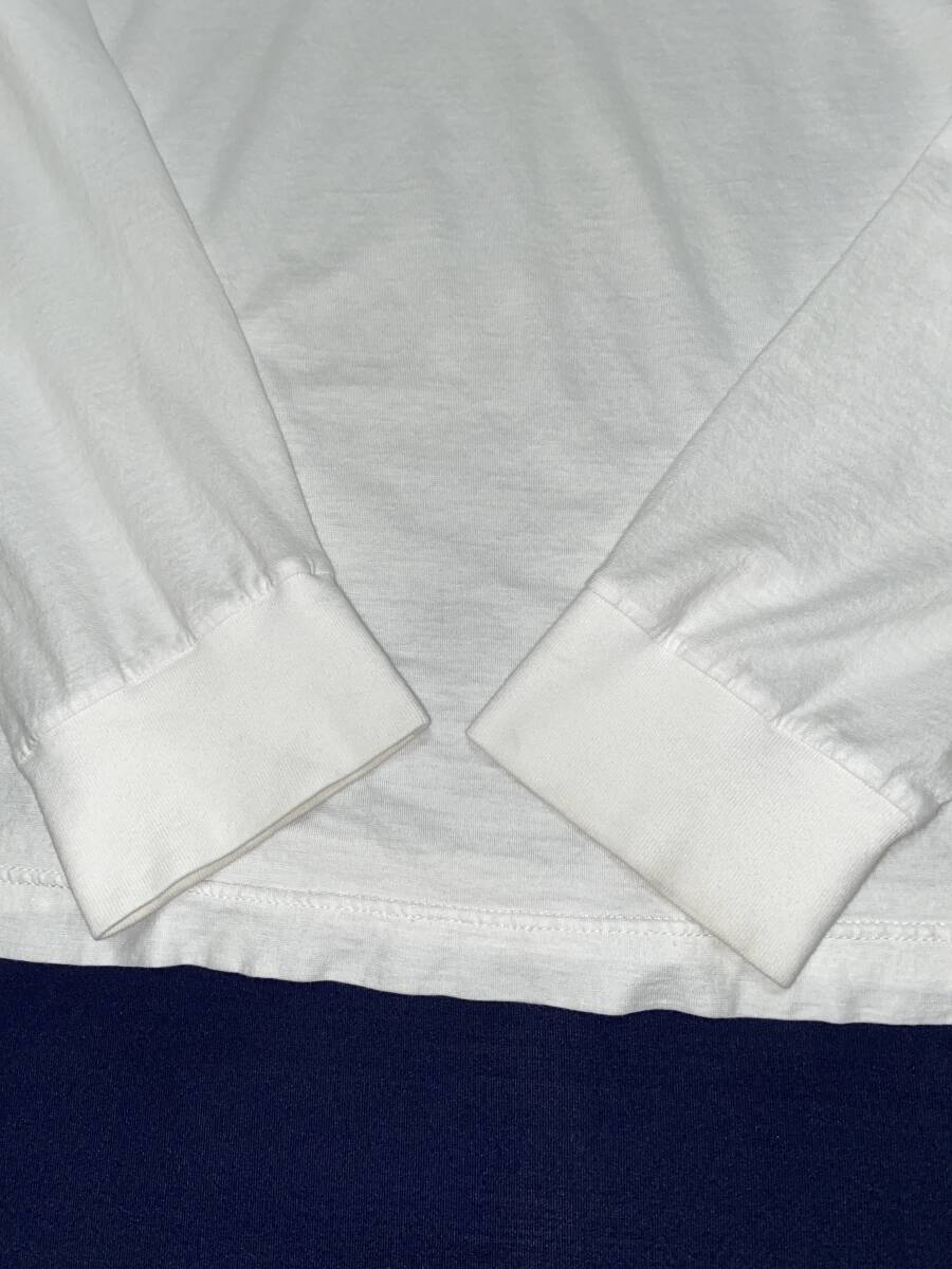 春夏メンズ ドルチェ&ガッバーナ MONSIEUR ロゴプリント シアー コットン クルーネック ネックロゴチケット 白 長袖Tシャツ ロンTの画像3