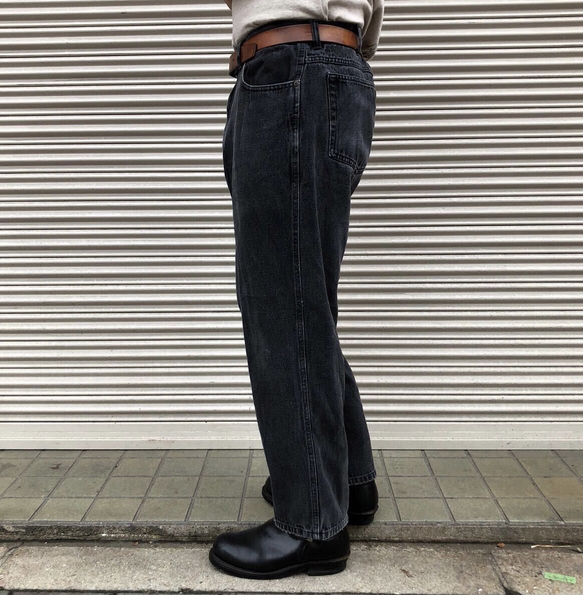 90s USA Penmans デニムパンツ 80s ヴィンテージ ブラック アメリカ古着 ビッグサイズ 黒 W38 96cm テーパード ストア 大きいサイズ_画像5