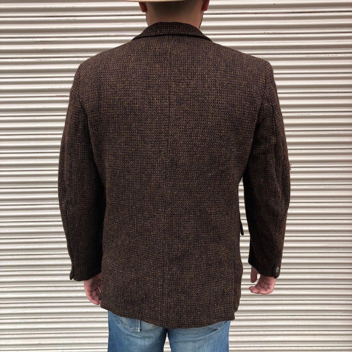 貴重 英国製 60s Harris Tweed Dunn&Co ツイード ウール Wネーム テーラード ジャケット ブレザー ハリスツイード ヴィンテージ 70s 40R_画像6