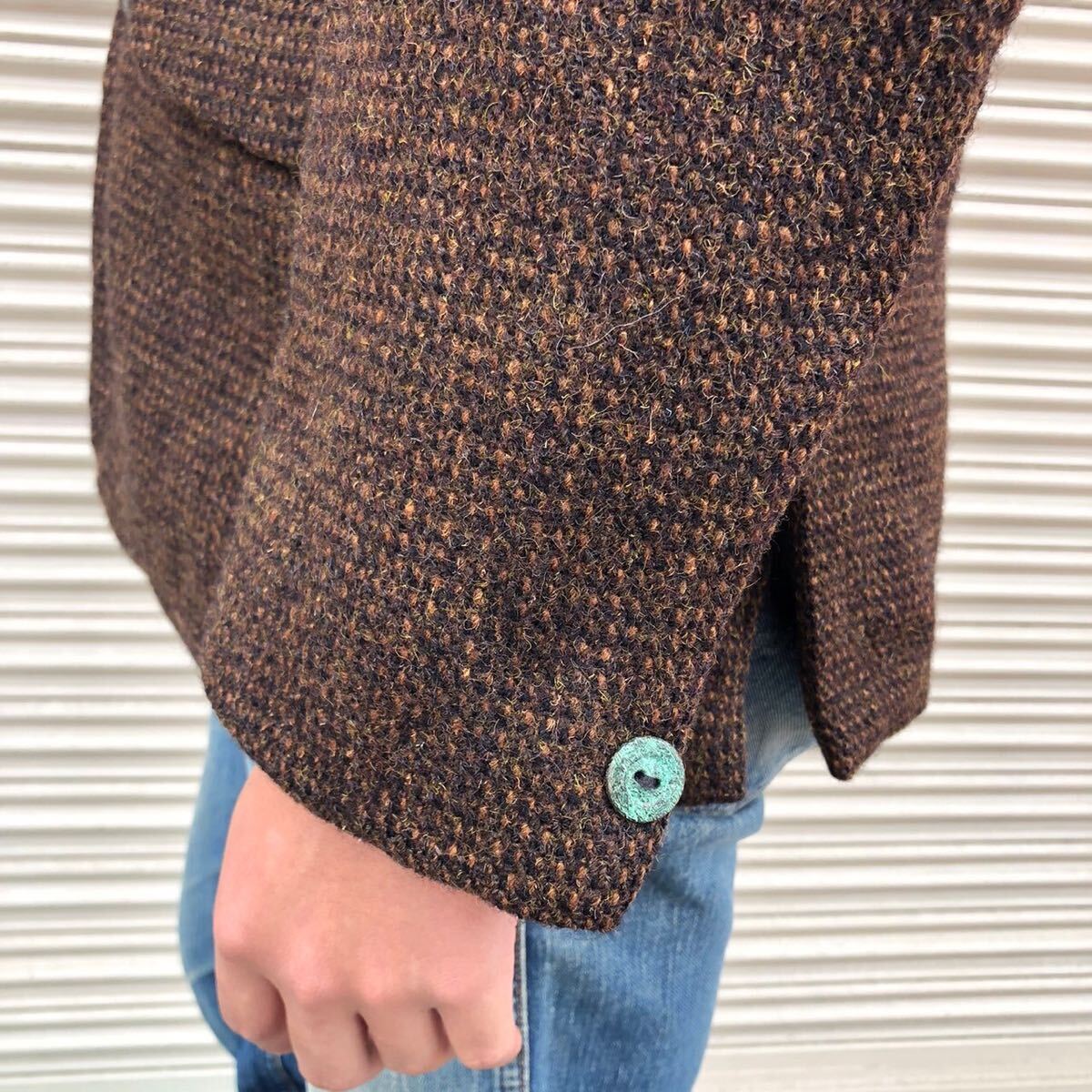 貴重 英国製 60s Harris Tweed Dunn&Co ツイード ウール Wネーム テーラード ジャケット ブレザー ハリスツイード ヴィンテージ 70s 40R_画像5