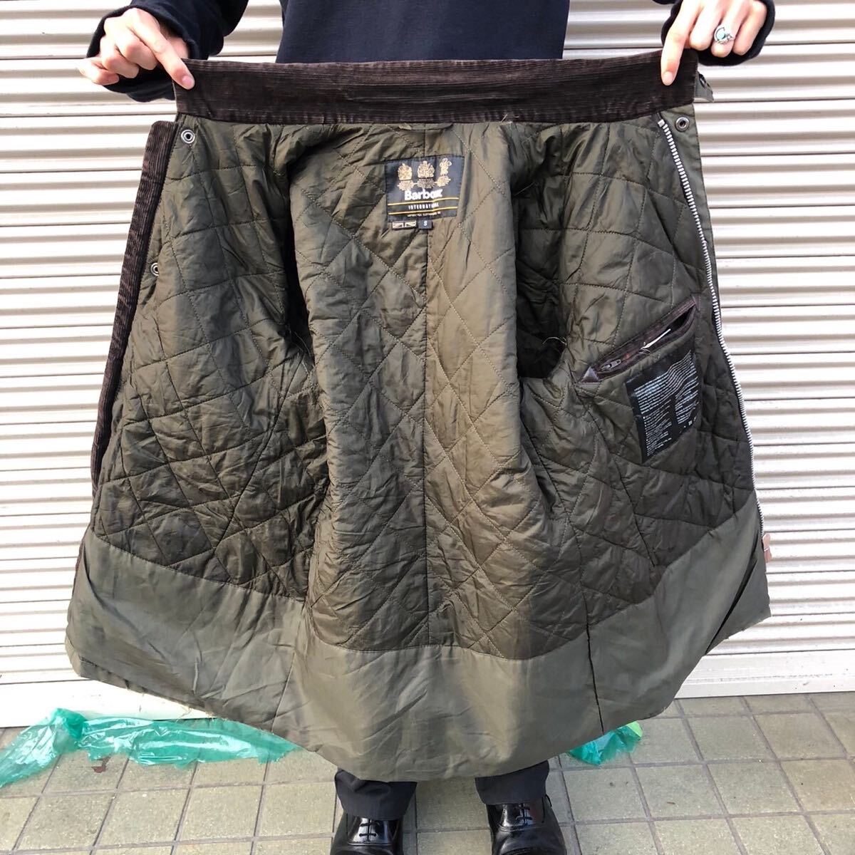 Barbour バブアー INTERNATIONAL インターナショナル モーターサイクル オイルドジャケット ユーロ ヴィンテージ Becon Sサイズ カーキ_画像8