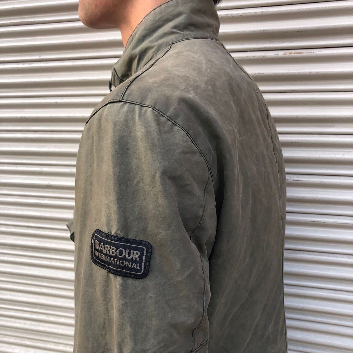 Barbour バブアー INTERNATIONAL インターナショナル モーターサイクル オイルドジャケット ユーロ ヴィンテージ Becon Sサイズ カーキ_画像5