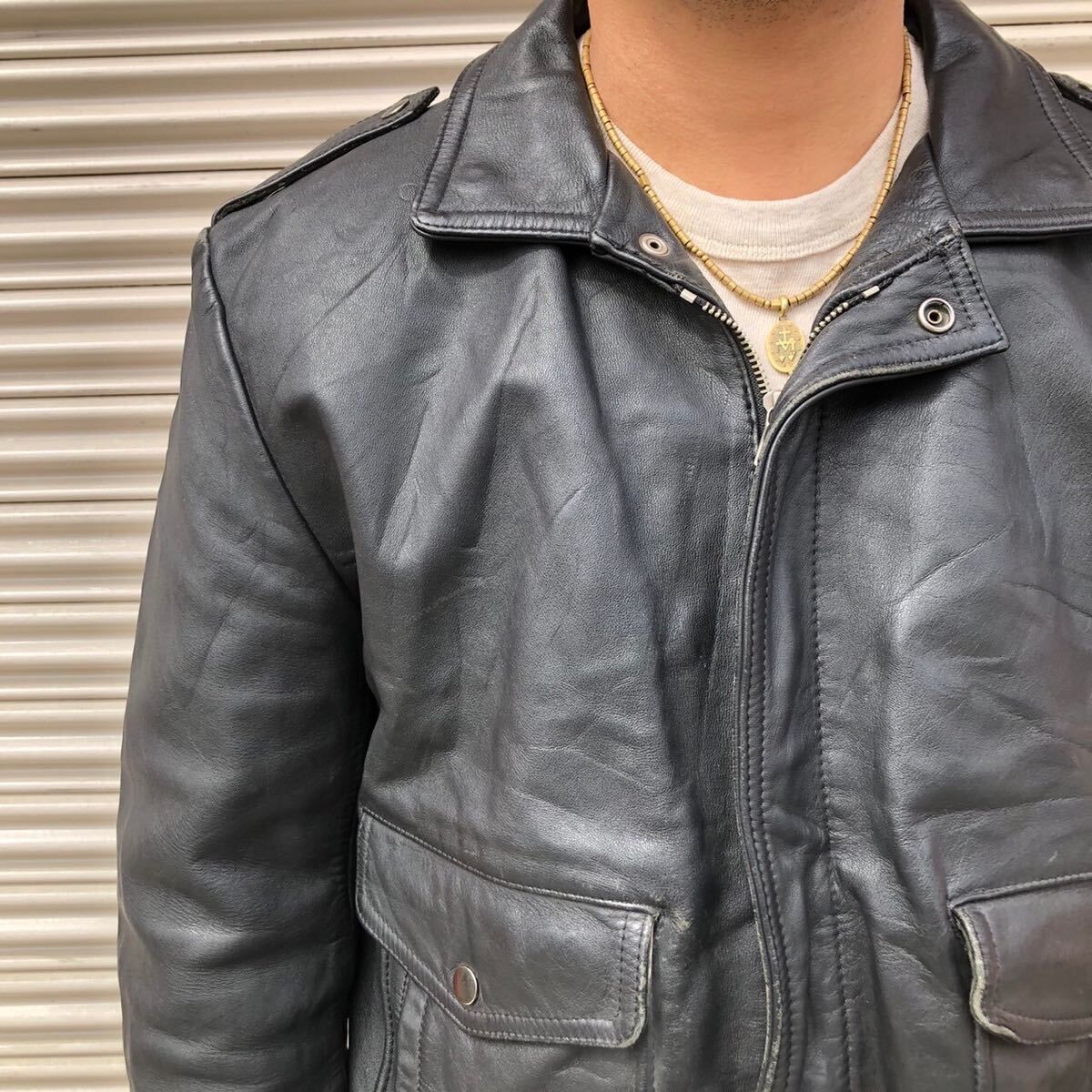 90\'sユーロ古着 本革 G-1 フライトジャケット レザーブルゾン Lサイズ. 90\'sユーロ古着 本革 G-1 フライトジャケット レザーブルゾン Lサイズ.