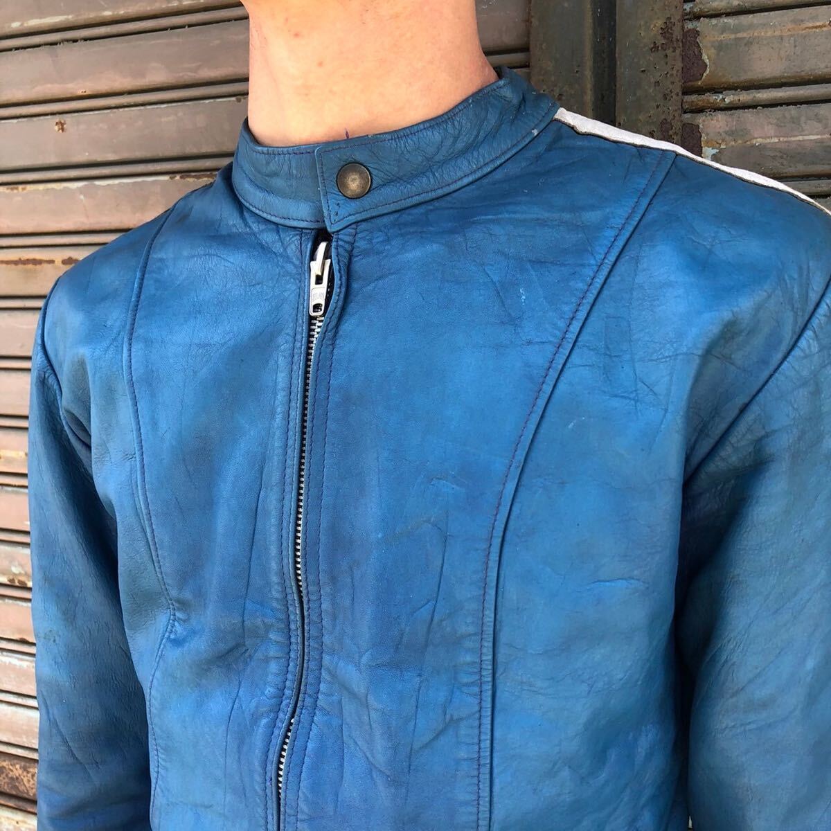 70s フランス製 Christophe ブルー シングルライダース 70s フランス製 Christophe ブルー シングルライダース