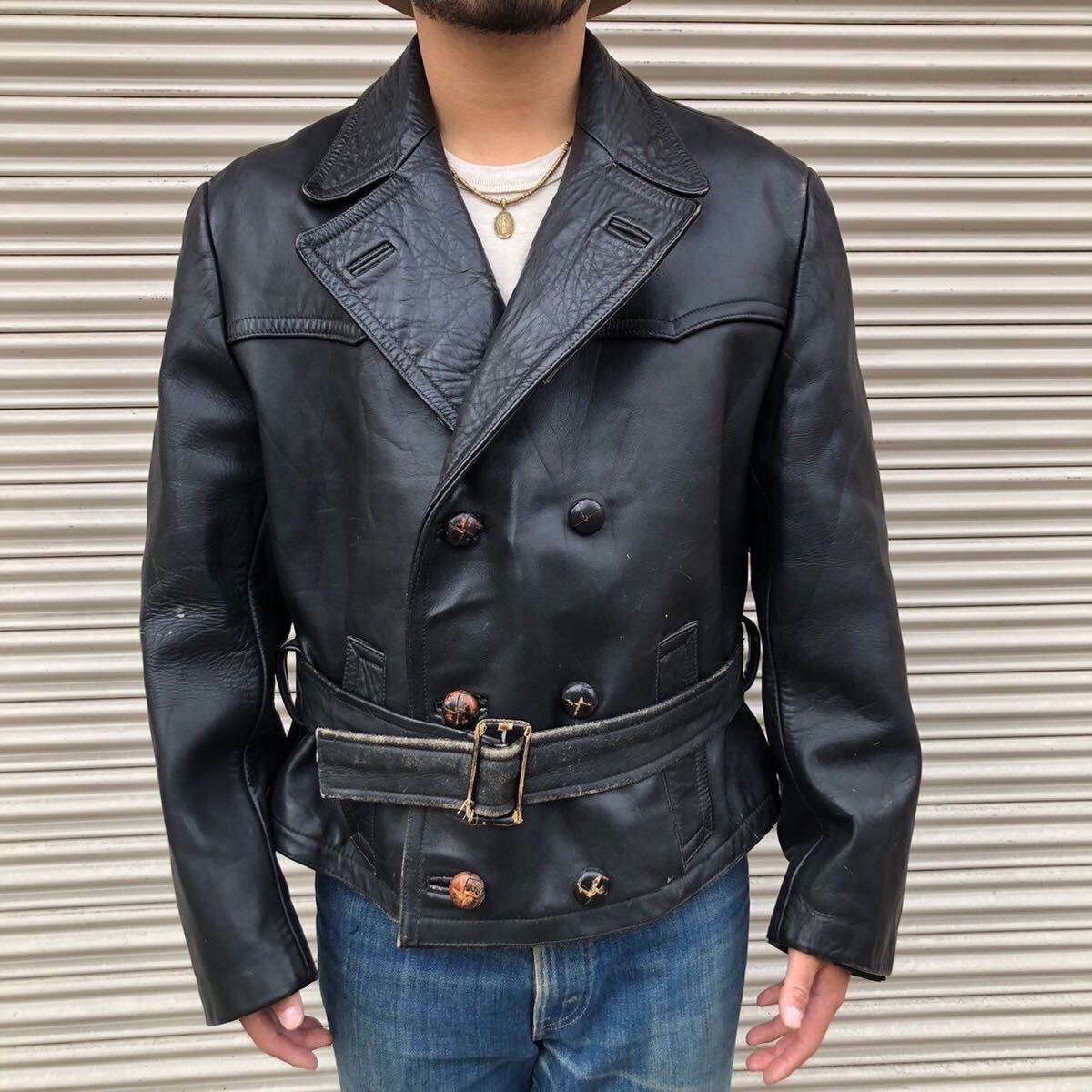極上 50s German Vintage ドイツ ヴィンテージ ダブル レザー 極上 50s German Vintage ドイツ ヴィンテージ ダブル レザー