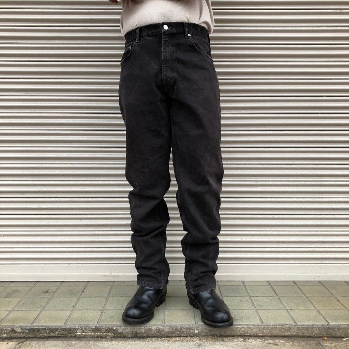 90s Calvin Klein Jeans カルバンクライン ブラックデニム パンツ 黒 後染め ヴィンテージ インディゴ テーパード ジーンズ W32 W84cm_画像1