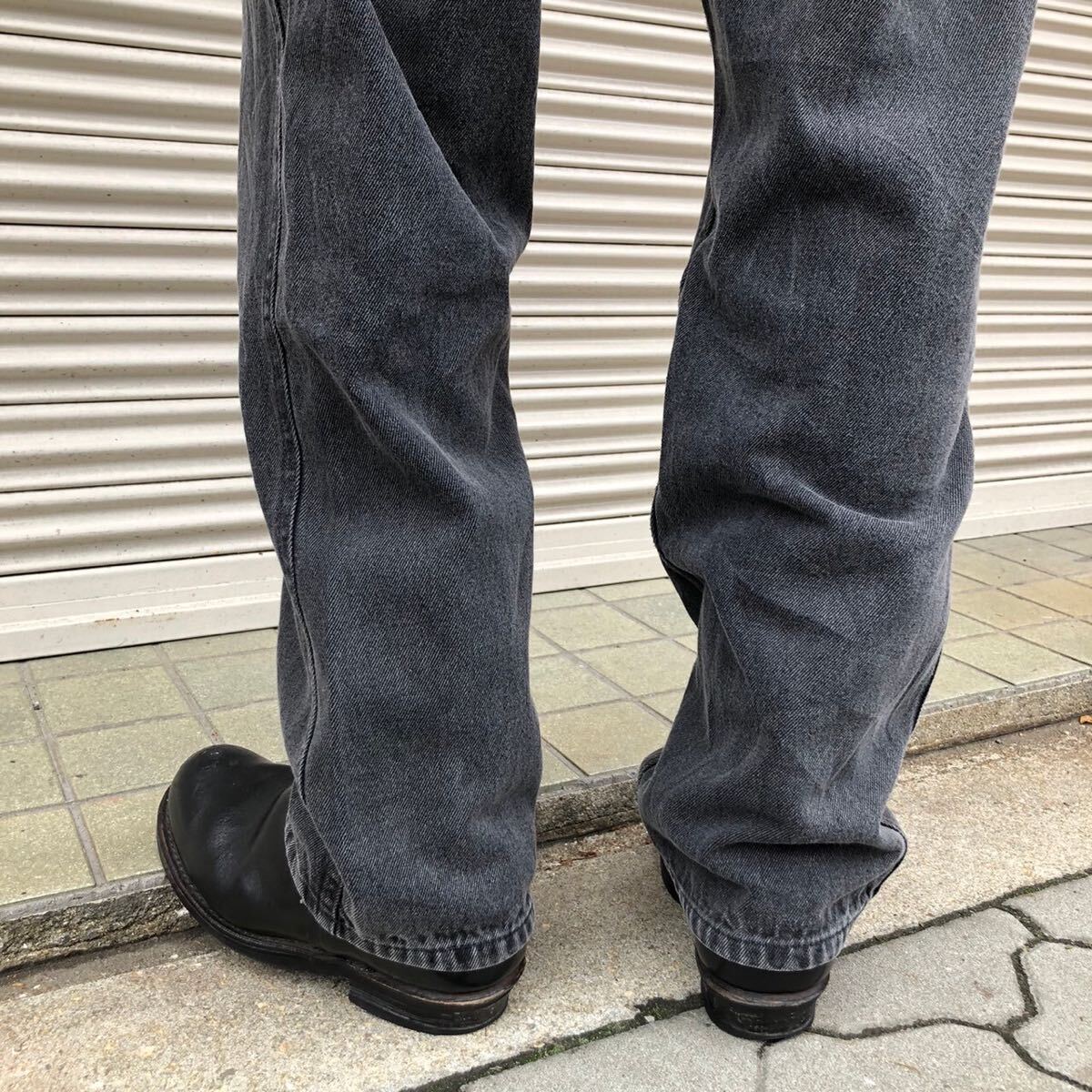 90s カナダ製 AUTHENTIC Jeans ブラックデニムパンツ ヴィンテージ ブラック アメリカ古着 黒 90cm テーパード W36 80s Lサイズ_画像7