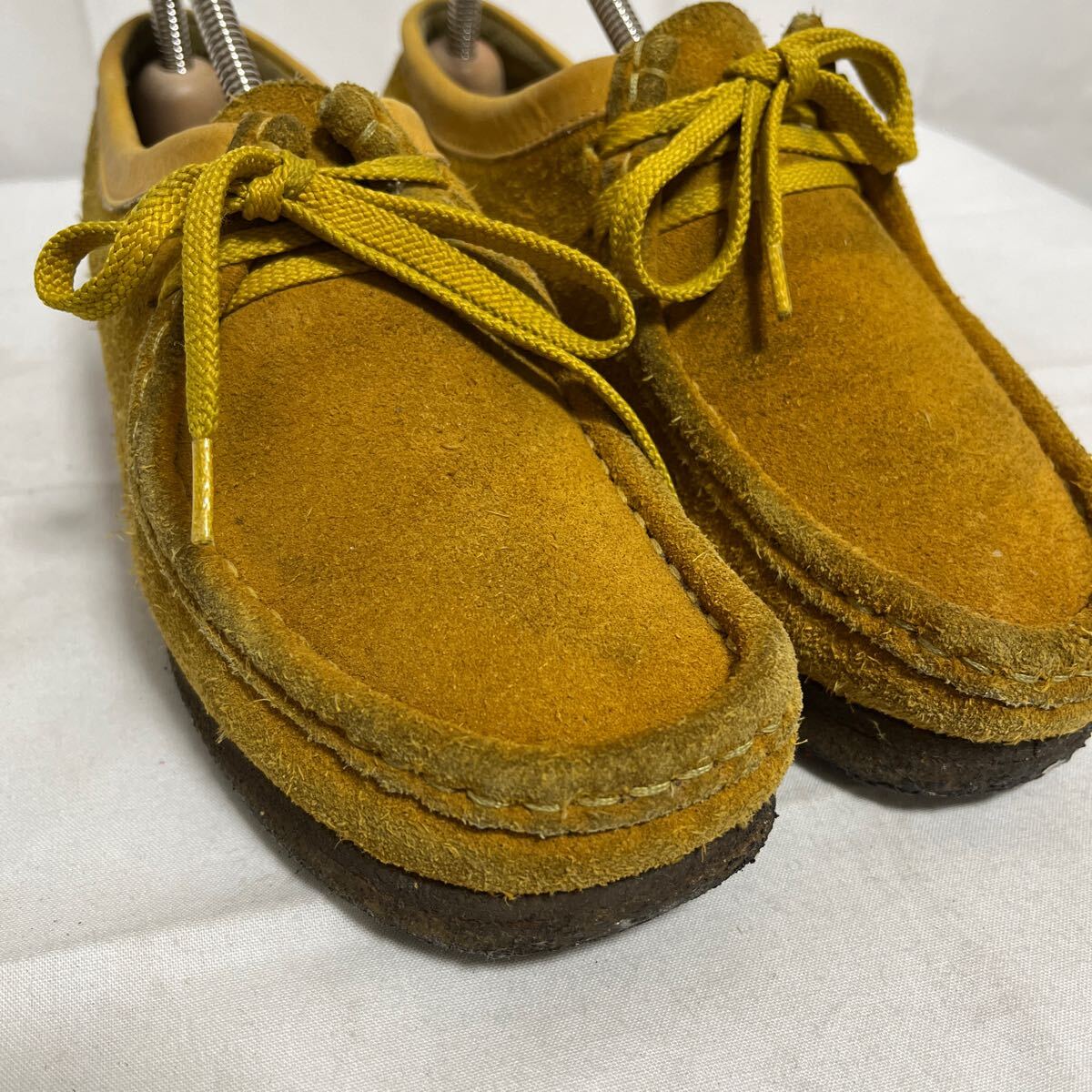 和299★① Clarks Wallabees クラークス ワラビー ショートブーツ スエードレザー シューズ 8M レディース イエロー_画像7