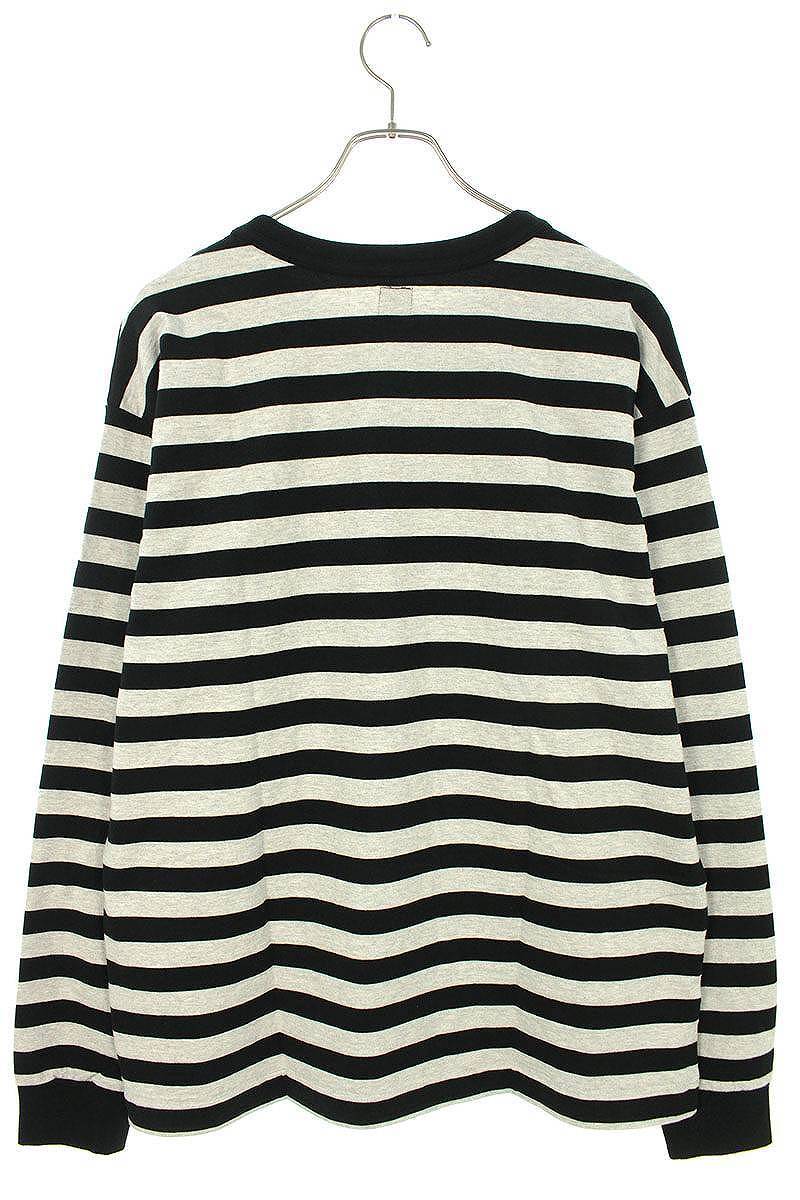 ヒューマンメイド HUMAN MADE 23AW STRIPED L/S T-SHIRT HM26CS014 サイズ:XL ボーダーロゴワッペン長袖カットソー 中古 SB01_画像2