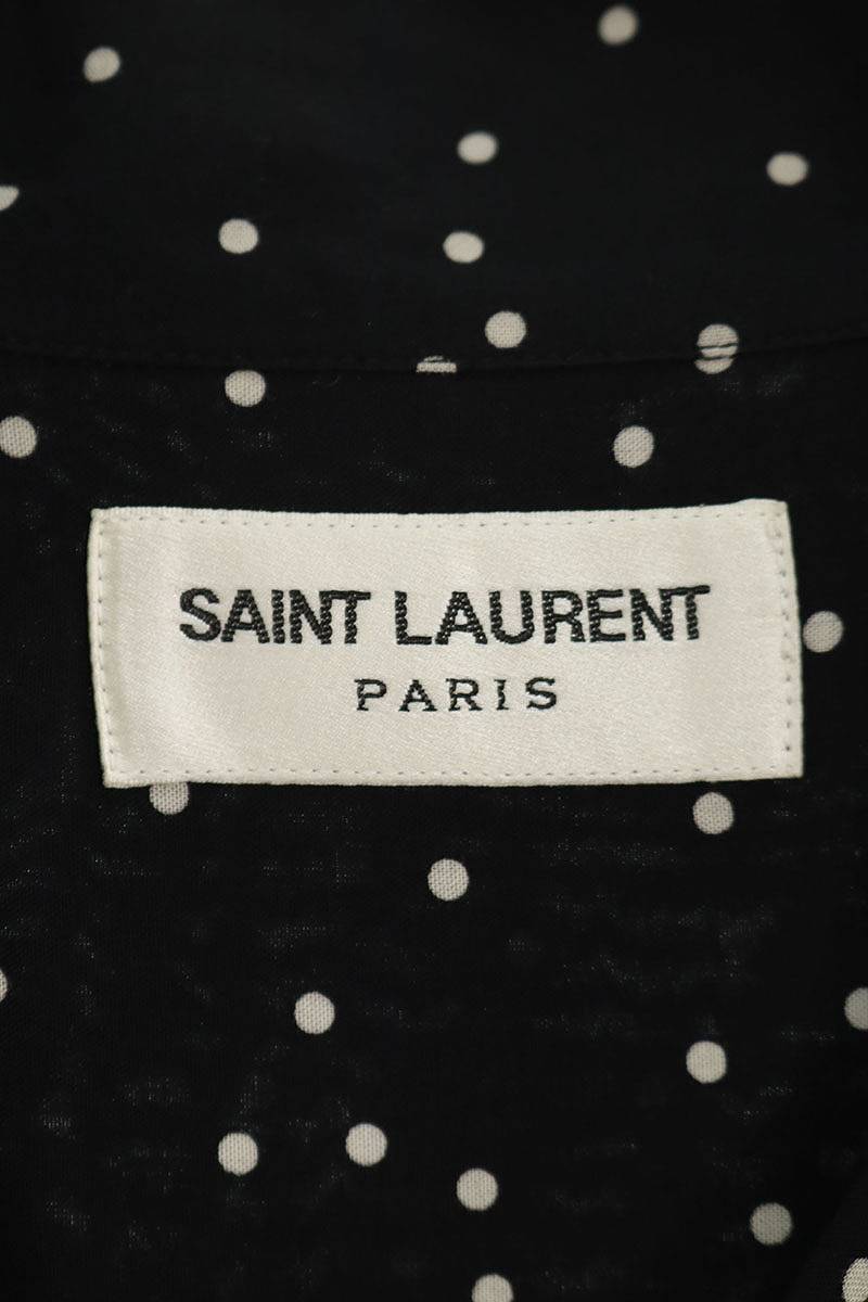  sun rolan Paris SAINT LAURENT PARIS 415167 Y935L size :37 rayon dot short sleeves shirt used OM10