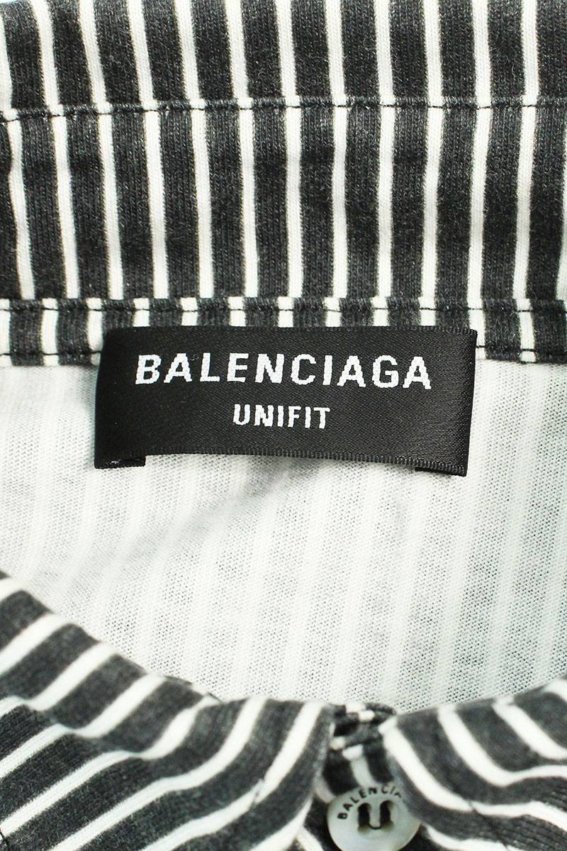 バレンシアガ BALENCIAGA 681755 TLVJ9 サイズ:XS ストライプロゴ半袖シャツ 中古 OM10_画像3