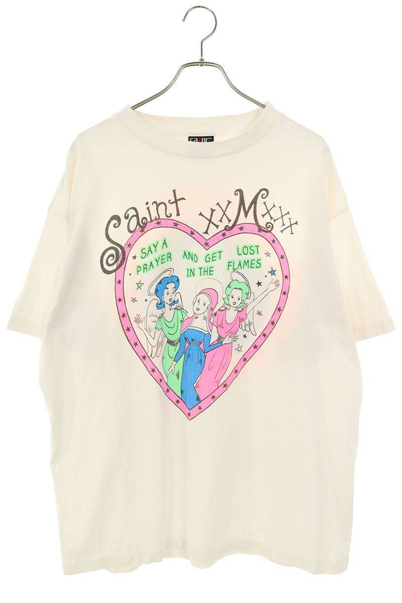 セントマイケル SAINT MICHAEL SM-A21-0000-005 サイズ:XL ハートプリントTシャツ 中古 SB01_画像1