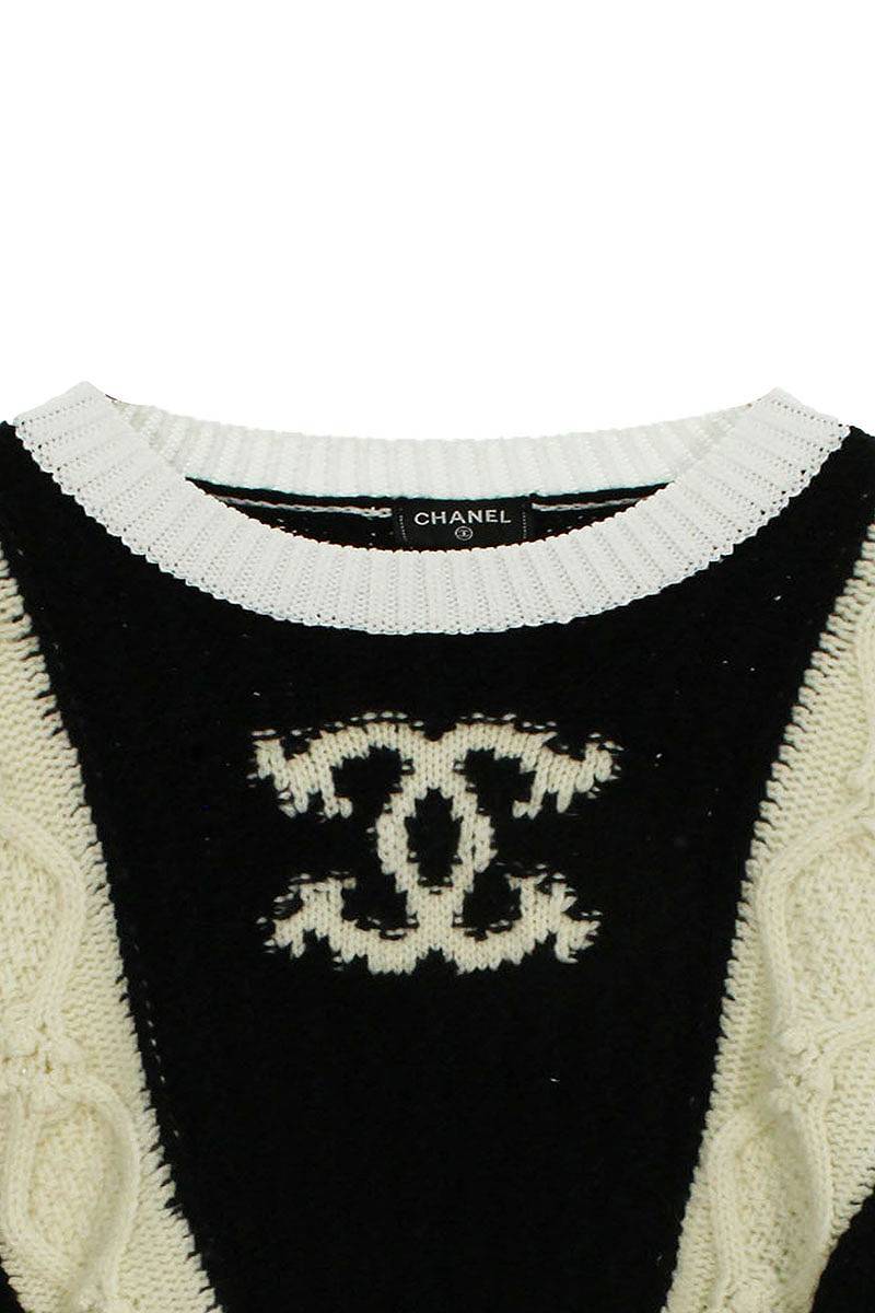  Chanel CHANEL P70976K10191 size :34 here Mark race Layered sleeve button knitted used BS99