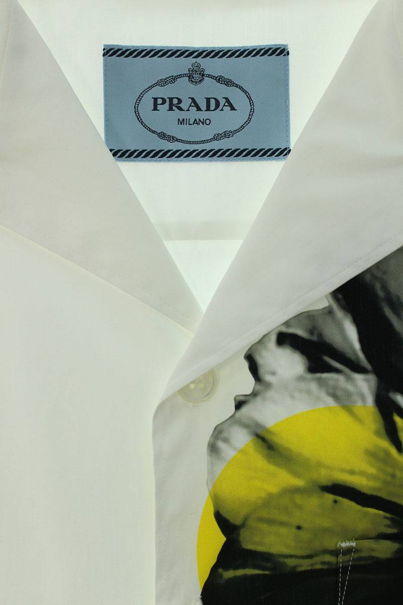 プラダ PRADA UCS339 S211 10N7 サイズ:L トライアングルロゴ/フローラルプリント半袖シャツ 中古 OM10_画像3