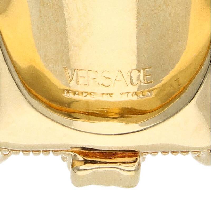 ヴェルサーチェ Versace サイズ:16号 ストーン装飾スクエアゴールドリング 中古 BS99_画像3