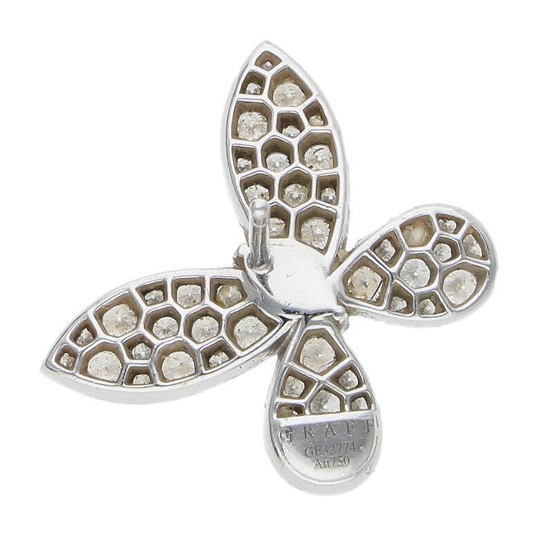  graph GRAFF butterfly small stud K18WGpave diamond earrings used BS99