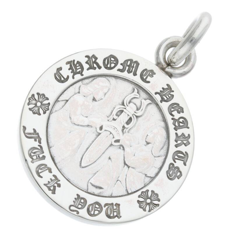 クロムハーツ Chrome Hearts CHRM ANGL MDL/エンジェルメダルチャーム V1/シルバーネックレストップ 中古 SS07_画像1