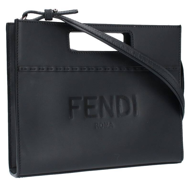 フェンディ FENDI 7VA547 ロゴ型押しレザーショッパースモールショルダーバッグ 中古 BS55_画像1