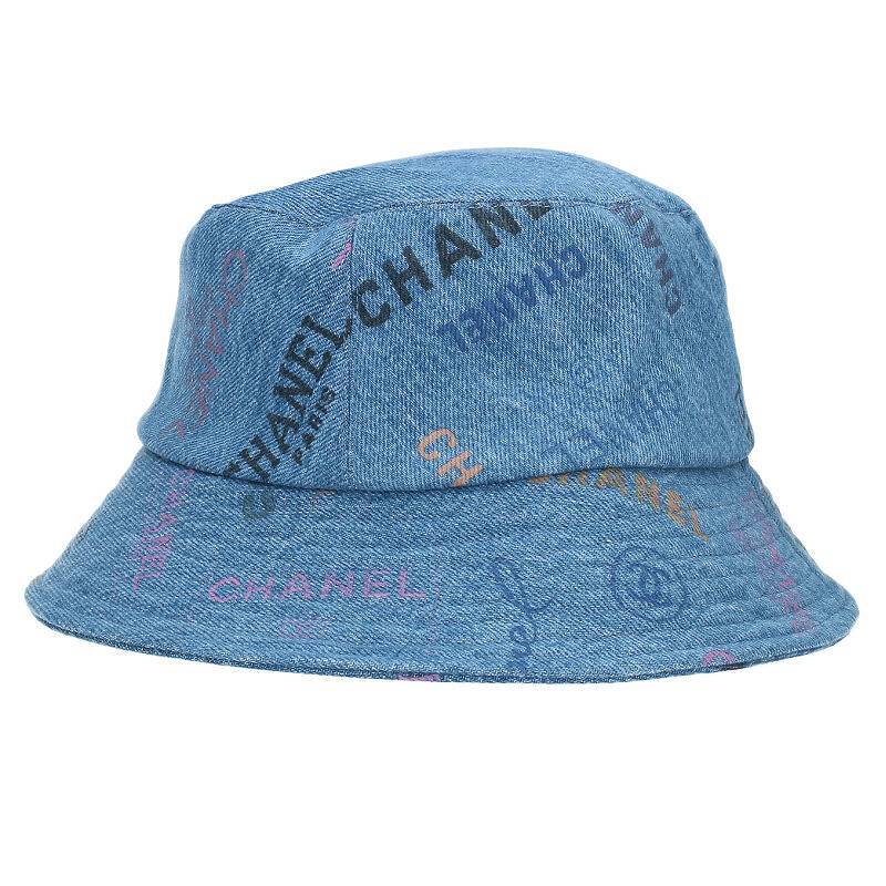 シャネル CHANEL 22SS サイズ:M ロゴプリントデニムクラッシャーバケットハット帽子 中古 BS99_画像1