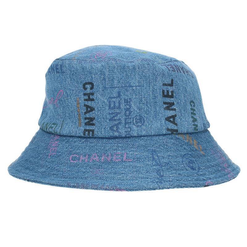 シャネル CHANEL 22SS サイズ:M ロゴプリントデニムクラッシャーバケットハット帽子 中古 BS99_画像2