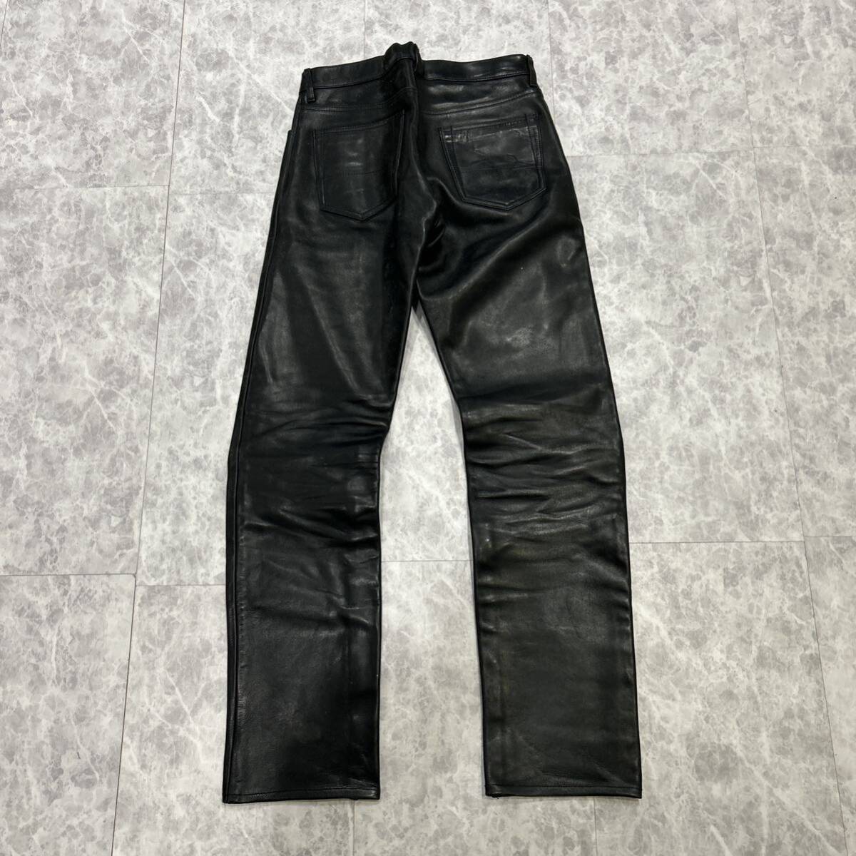 J ■ 漢の逸品 '極上レザー使用' AH ABA HOUSE アバハウス 本革 牛革 LEATHER 肉厚 ストレート パンツ size3 メンズ 古着 ビンテージ の画像4