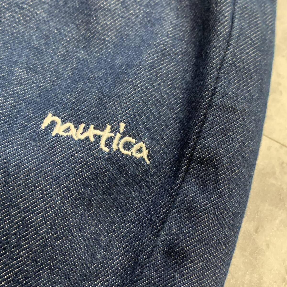 E ▼ 都会のカジュアルウェア '履き心地抜群' NAUTICA JEANS ノーティカ ジーンズ ジップフライ ロゴ刺繍 ストレート デニムパンツ size:M の画像5