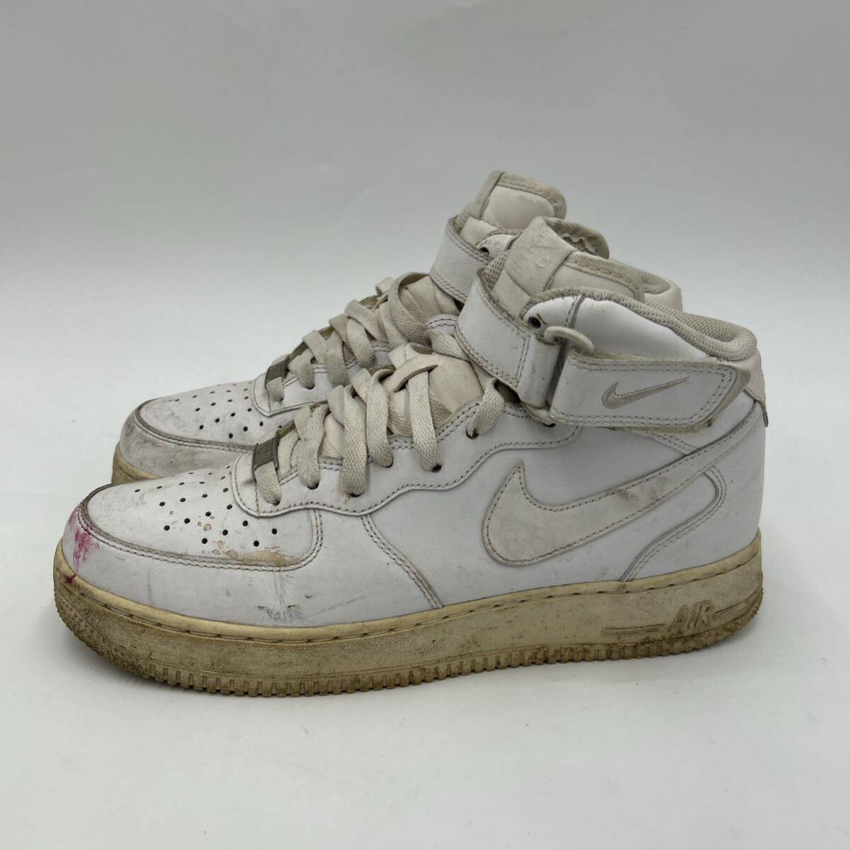 H ■ 11年製 '人気 王道モデル' NIKE ナイキ AIR FORCE 1 MID 07 エアフォース LEATHER ベルクロ スニーカー 26.5cm メンズ 靴 315123-111の画像3