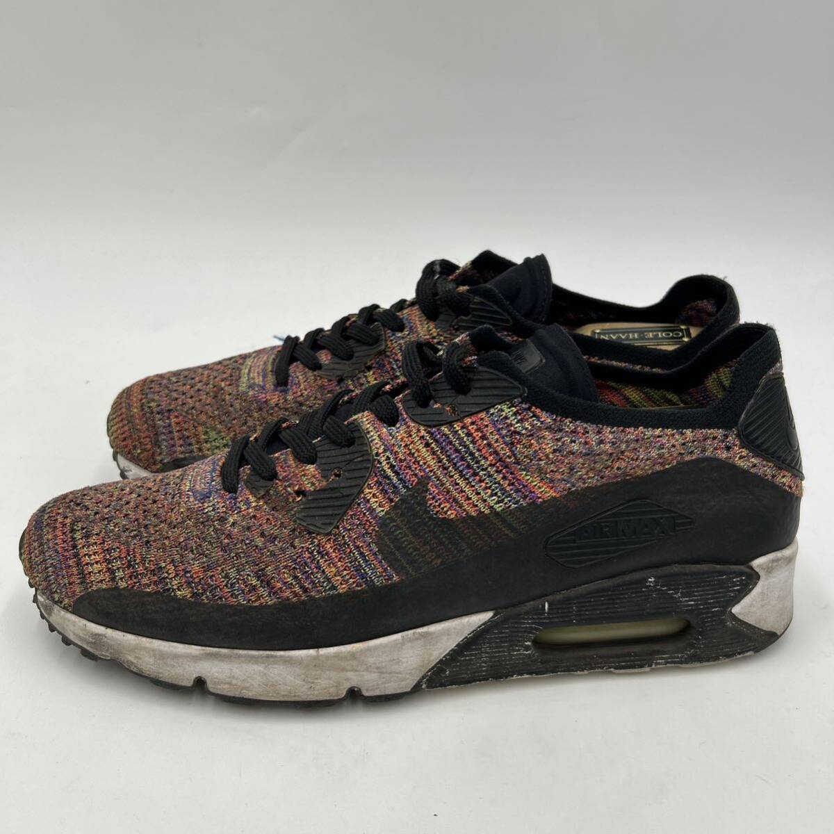 H ■ 17年製 '洗礼されたデザイン' NIKE ナイキ AIR MAX 90 ULTRA 2.0 FLYKNIT エアマックス LOW CUT スニーカー 28cm メンズ 875943-002の画像3