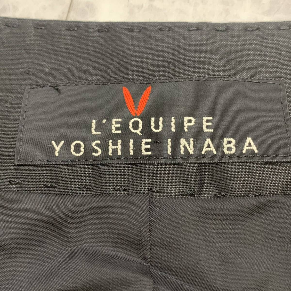 J ▼ 洗練されたデザイン!! '日本製' L'EQUIPE YOSHIE INABAレキップヨシエイナバ 5分袖 ノーカラー ボタン ジャケット size:38 レディースの画像7