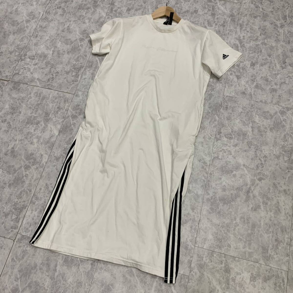 Y V refined design!! \' comfortable eminent \' adidas Adidas stretch side line long short sleeves shirt One-piece size:M lady's 