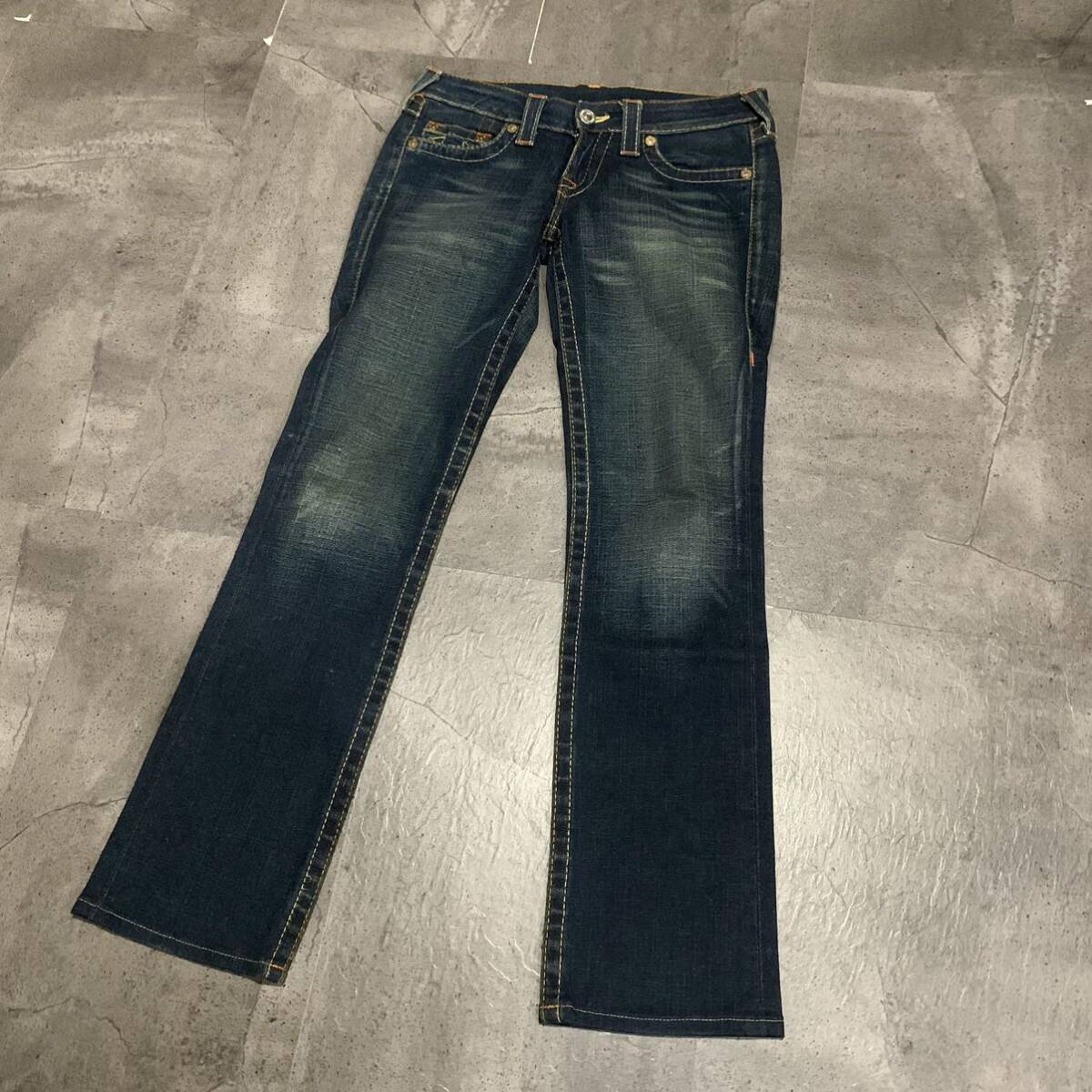 MM V утонченный дизайн!! \' американский производства \' TRUE RELIGION True Religion JOHNNY индиго распорка Denim брюки / джинсы size:27