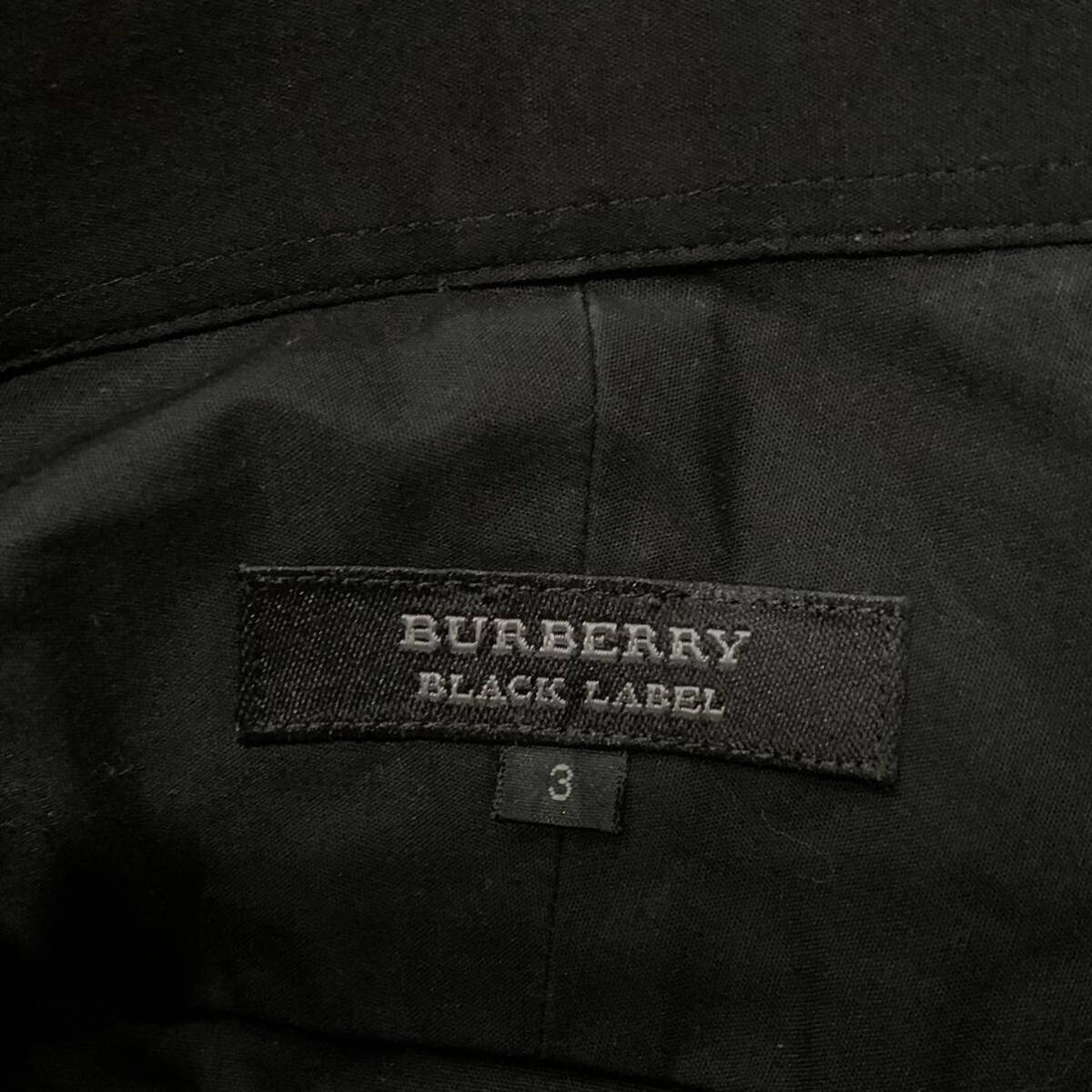 Z V refined design!! \' comfortable eminent \' BURBERRY BLACKLABEL Burberry Black Label button down long sleeve shirt size:3 men's BLK