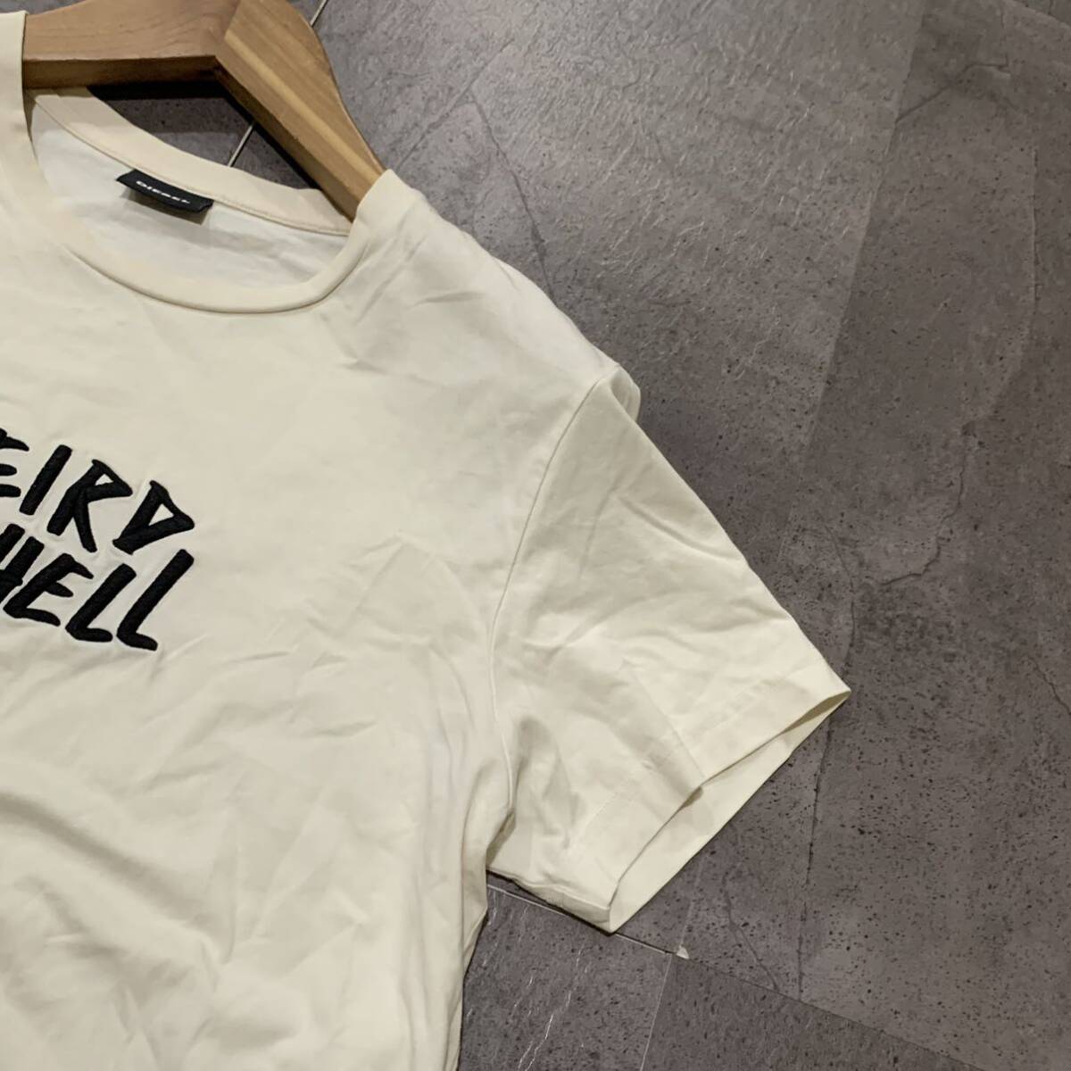 Z ▼ 都会のカジュアルウェア '着心地抜群' DIESEL ディーゼル 刺繍 コットン100% 半袖 Tシャツ / カットソー size:L メンズ WHITE_画像3